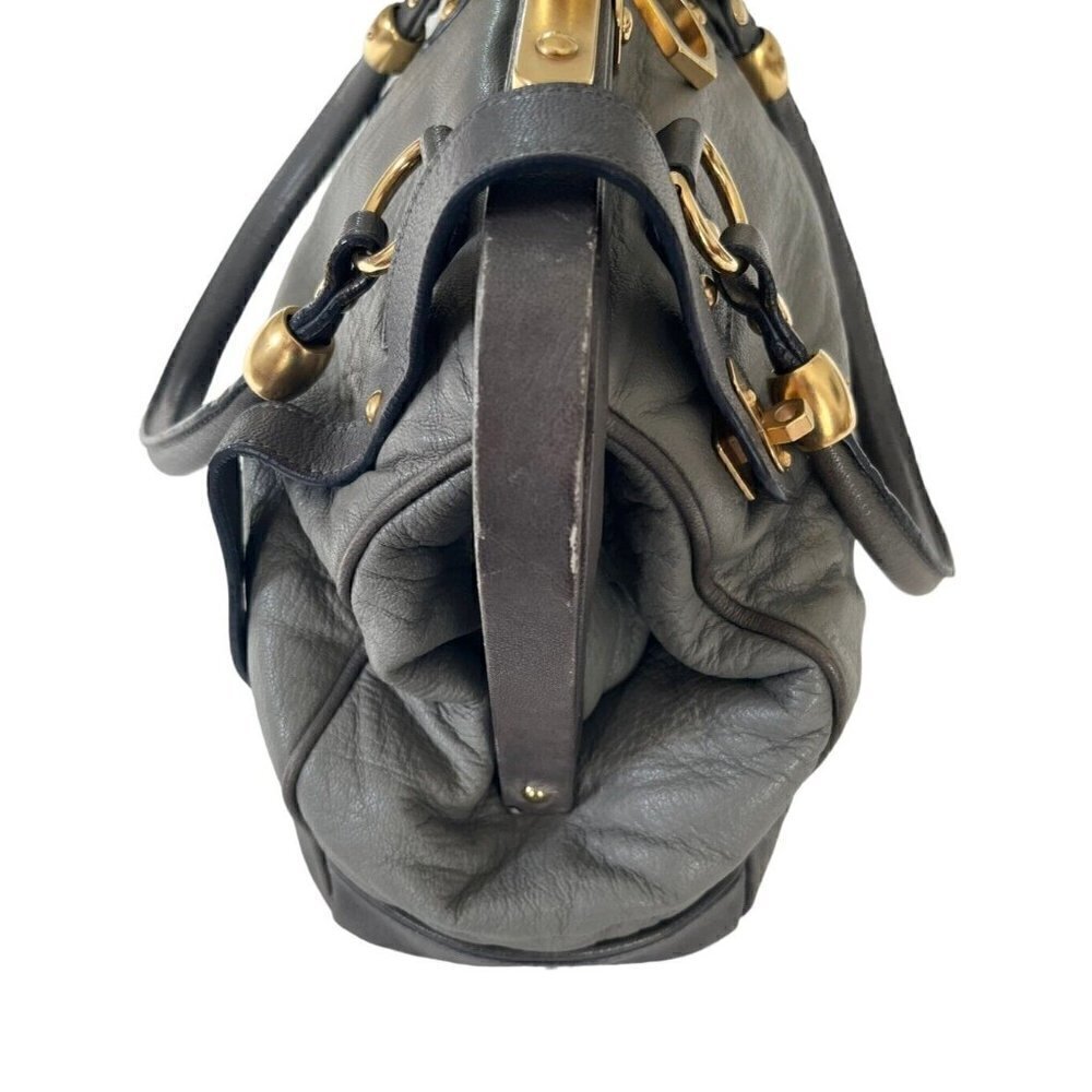 Zac Posen Aurora Doctor Bag in Gunmetal Gray Leather Gold Hardware - Picture 5 of 11